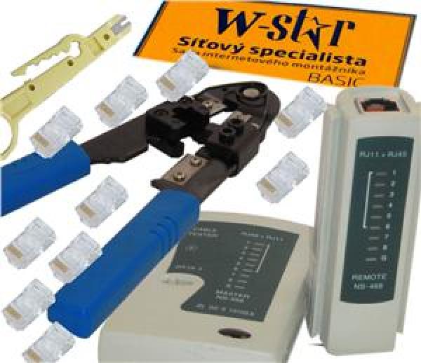 W-Star Sada nářadí pro sítaře WS140 tester RJ45, kleště RJ45, stripovač, 10x RJ45