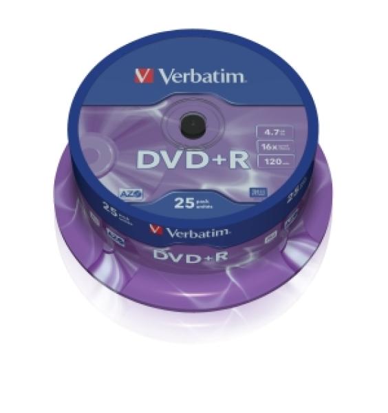 VERBATIM DVD+R(25-Pack)Spindl/ MattSlvr/ 16x/ 4.7GB