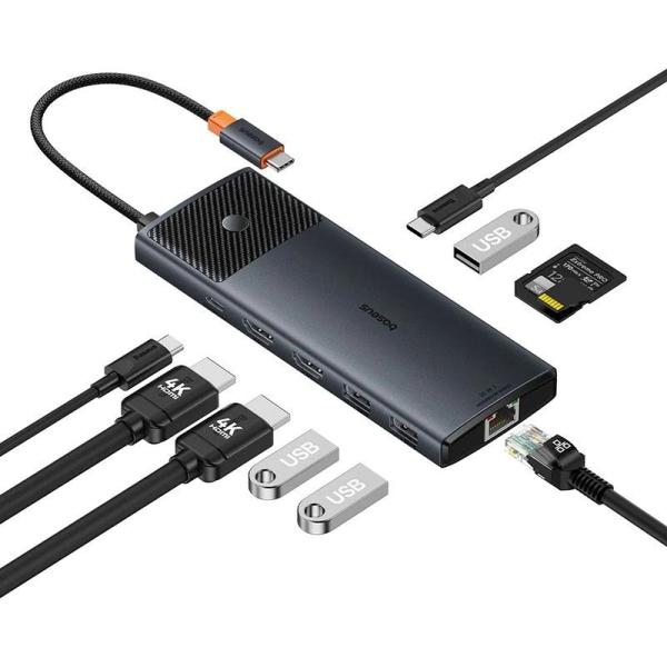 Baseus Metal Gleam II Series 10v1 USB-C HUB Dokovacia Stanica Cosmic Black 