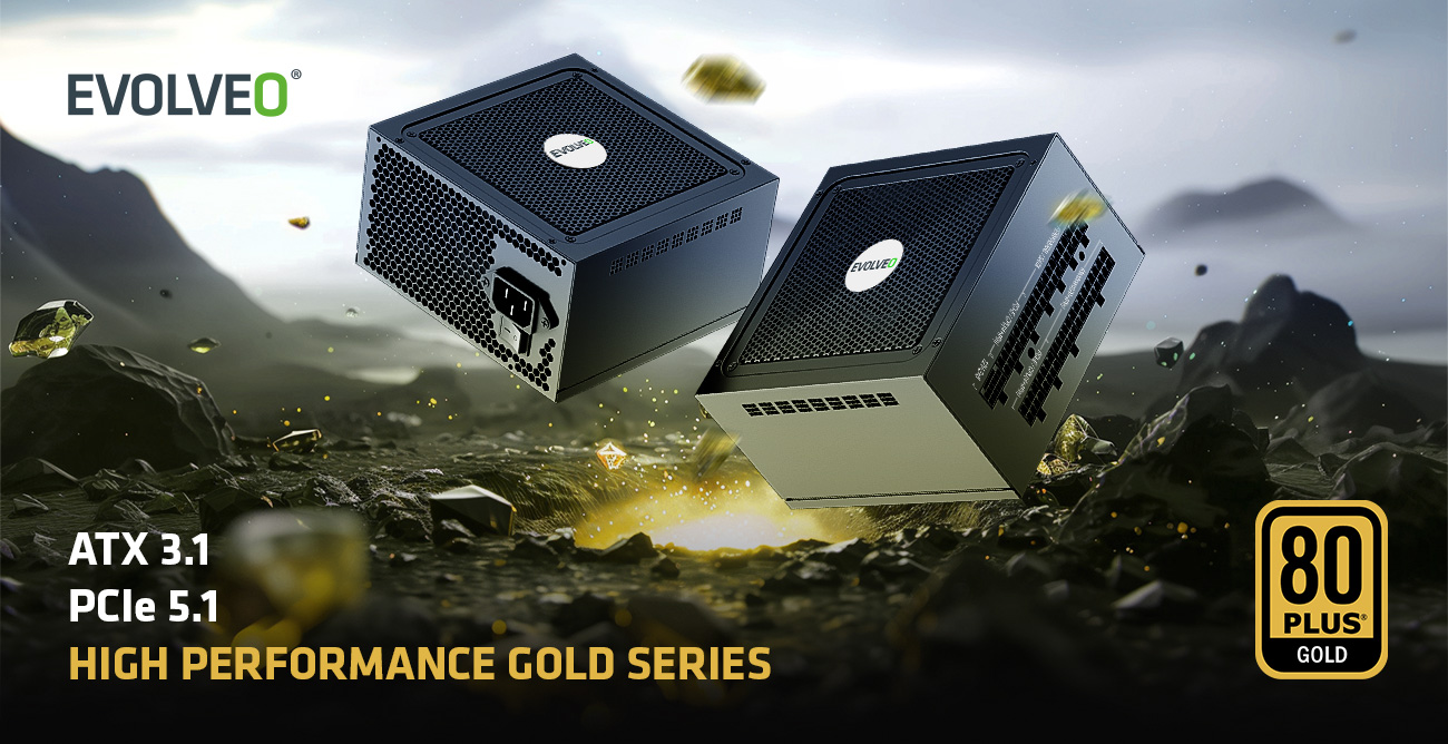 EVOLVEO G750, 750W, ATX3.1, 14cm, aPFC, 80+GOLD, 3YRW 