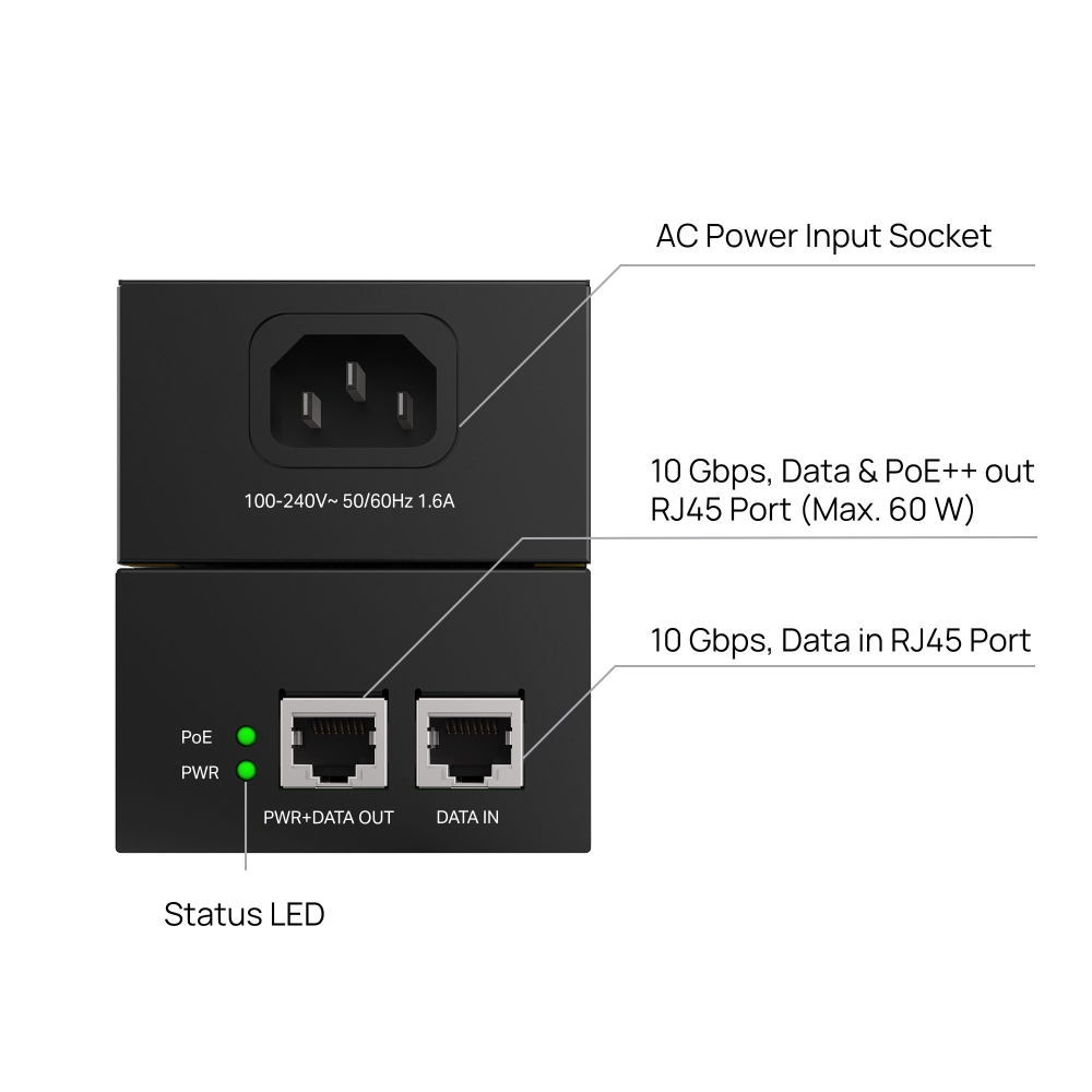TP-Link POE370S Omada 10G PoE++ Injector Adapter 