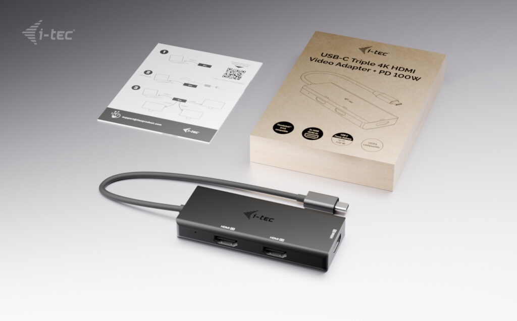 i-tec USB-C Triple 4K HDMI Video adaptér, Power Delivery 100W 