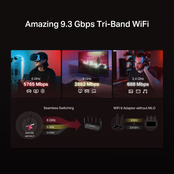 Mercusys MA47BE BE9300 Tri-Band WiFi7 PCIe adaptér 