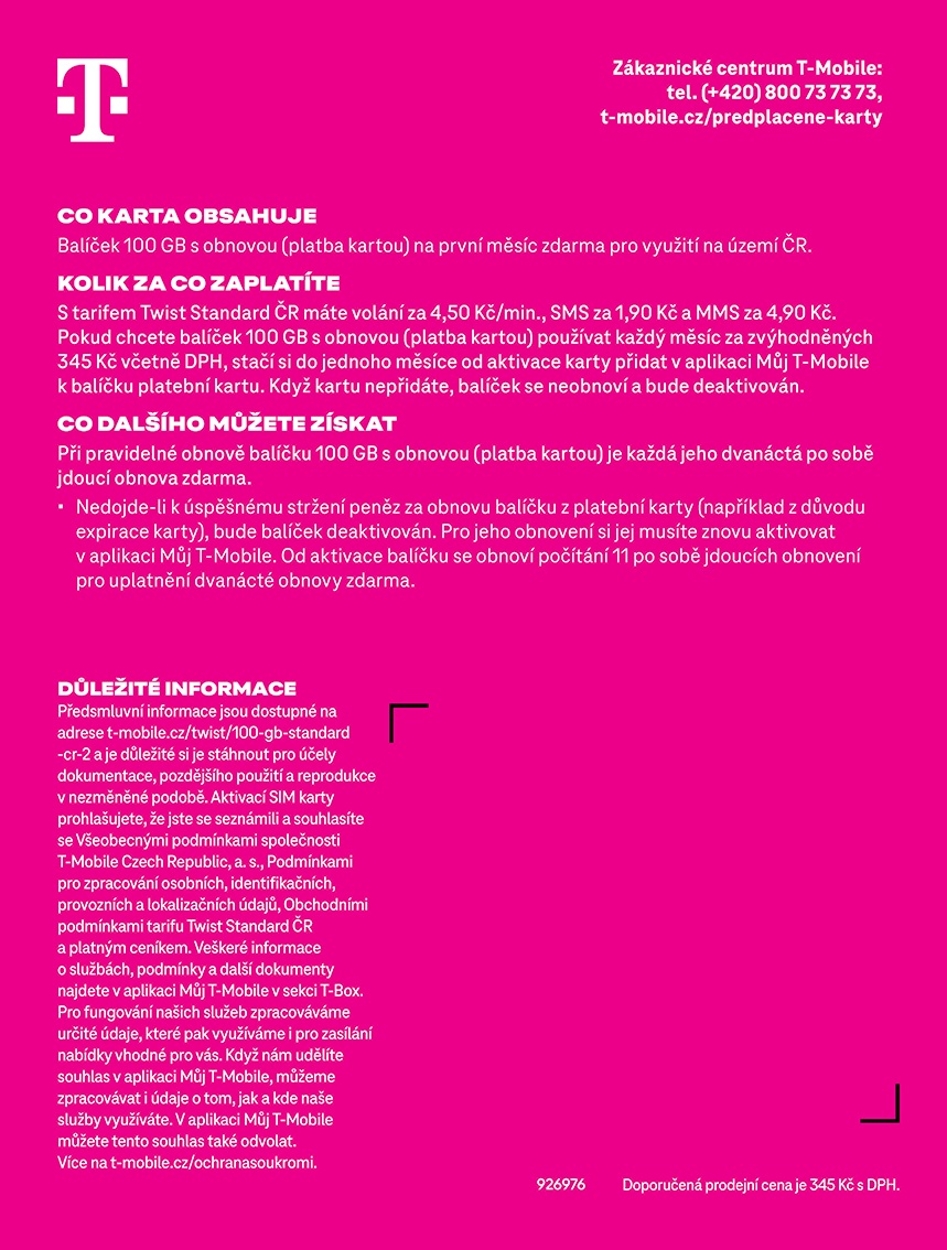 T-Mobile Twist 100GB dát 