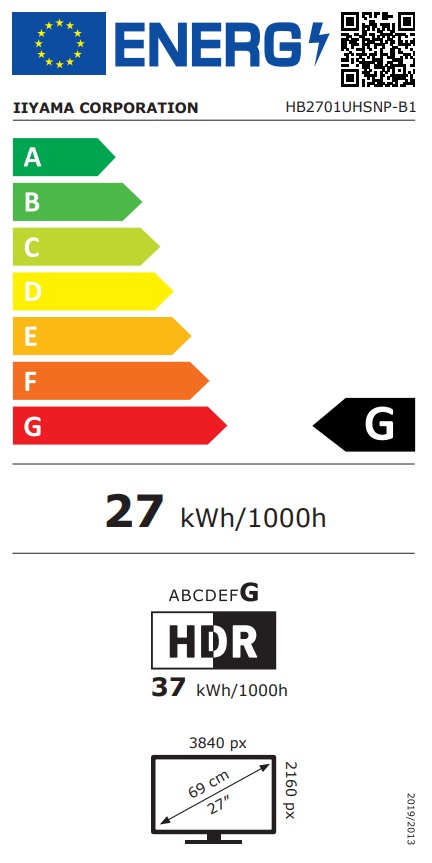 iiyama ProGraphic/ HB2701UHSNP-B1/ 27"/ IPS/ 4K UHD/ 60Hz/ 4ms/ Čierna/ 3R 