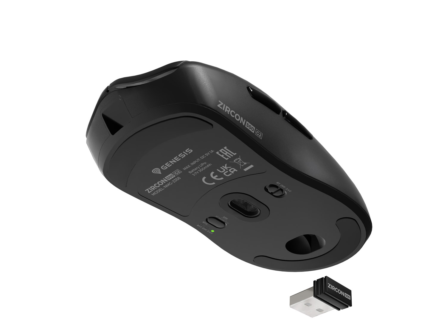 Herná myš Genesis ZIRCON 500 G2/ Herná/ Optická/ 10 000 DPI/ USB+BT/ Čierna 