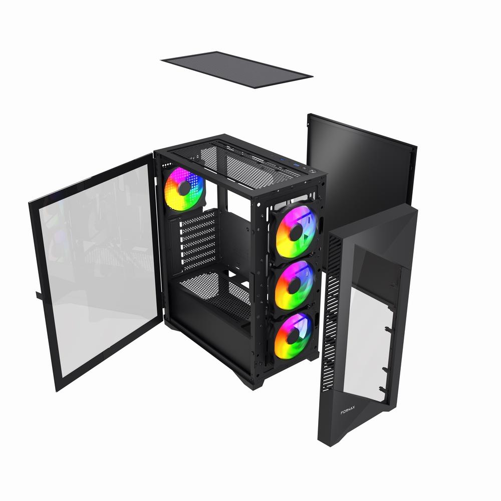 GEMBIRD Fornax 900/ Midi Tower/ Transpar./ Čierna 