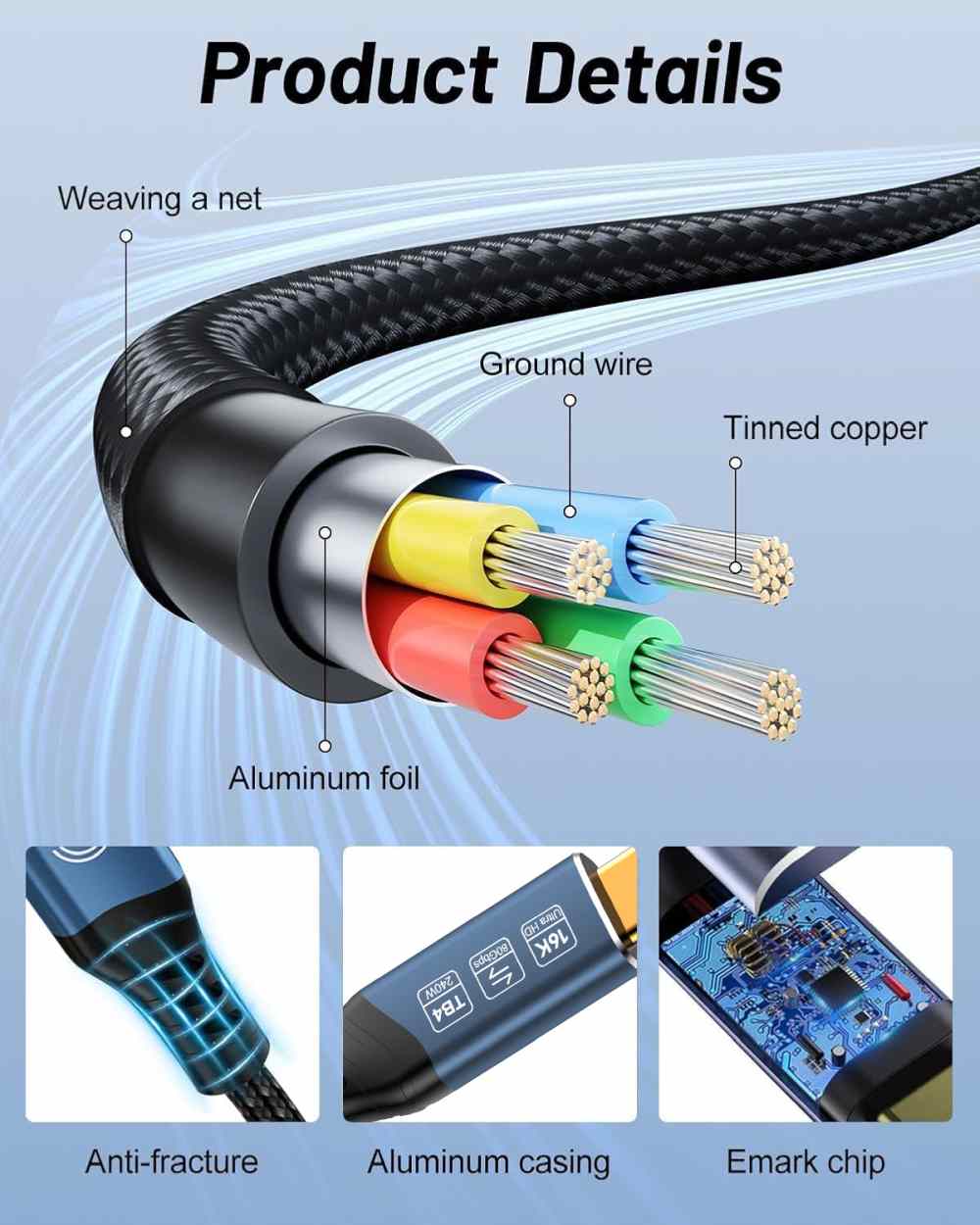 PremiumCord USB4™ Version2.0 80Gbps 16K@60Hz 240W Thunderbolt 3 a 4 kábel zahnutý 1, 2m 