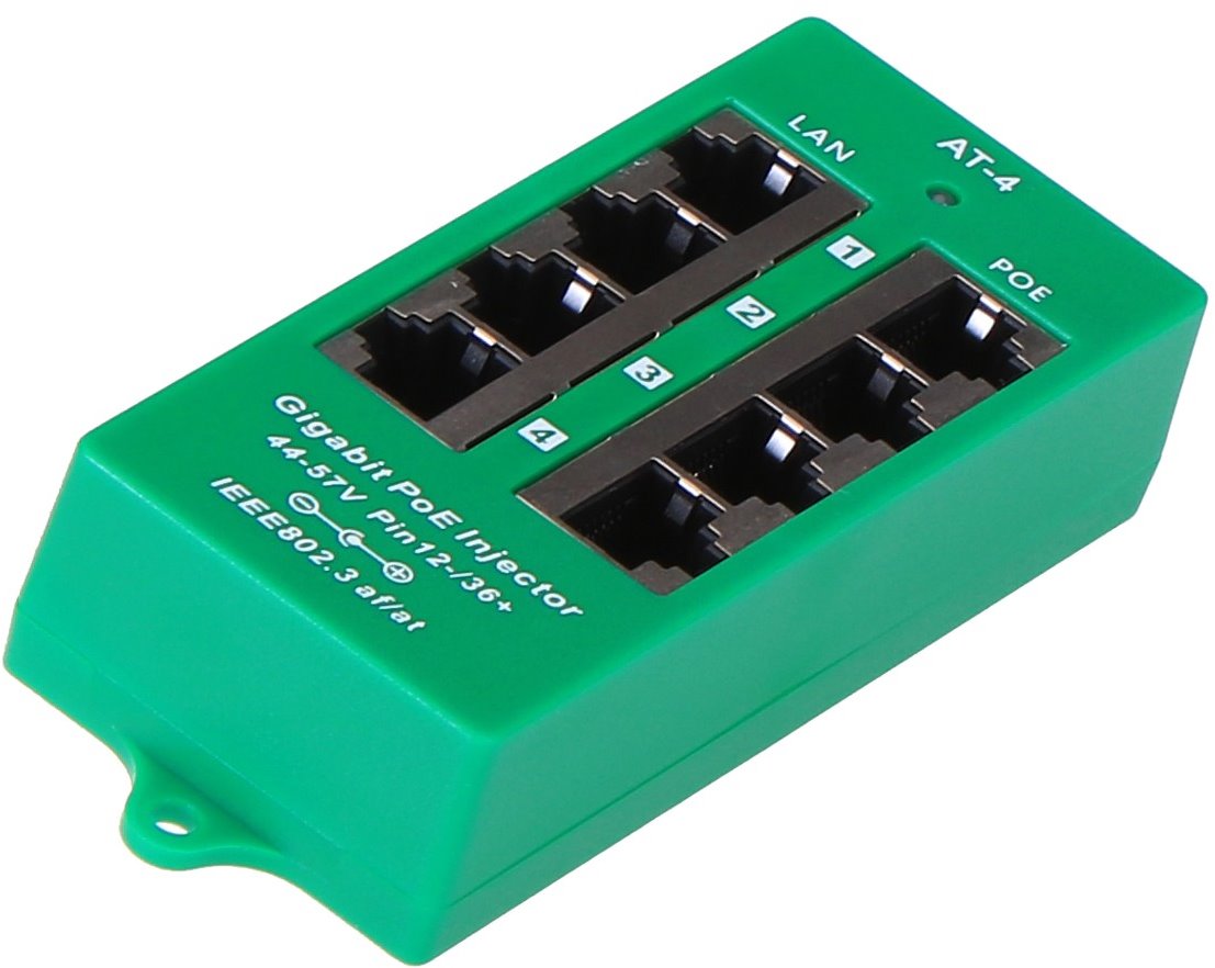 MaxLink Gigabitový 4-portový PoE panel, 802.3af/ at 