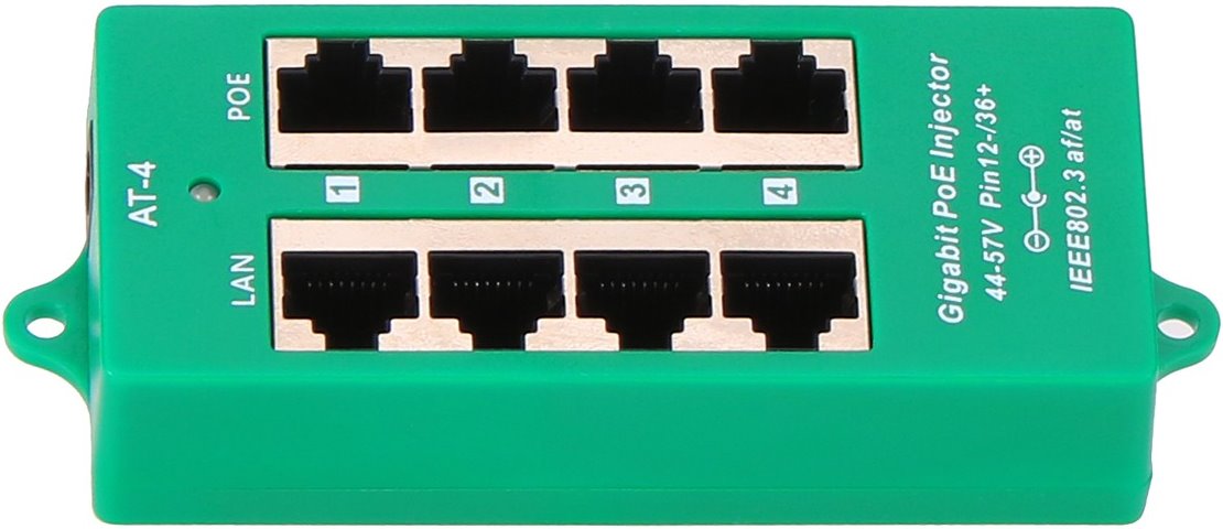 MaxLink Gigabitový 4-portový PoE panel, 802.3af/ at 