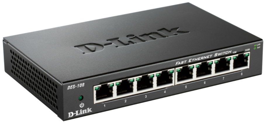 D-Link DES-108 kovový 8-port 10/ 100 Desktop Switch 