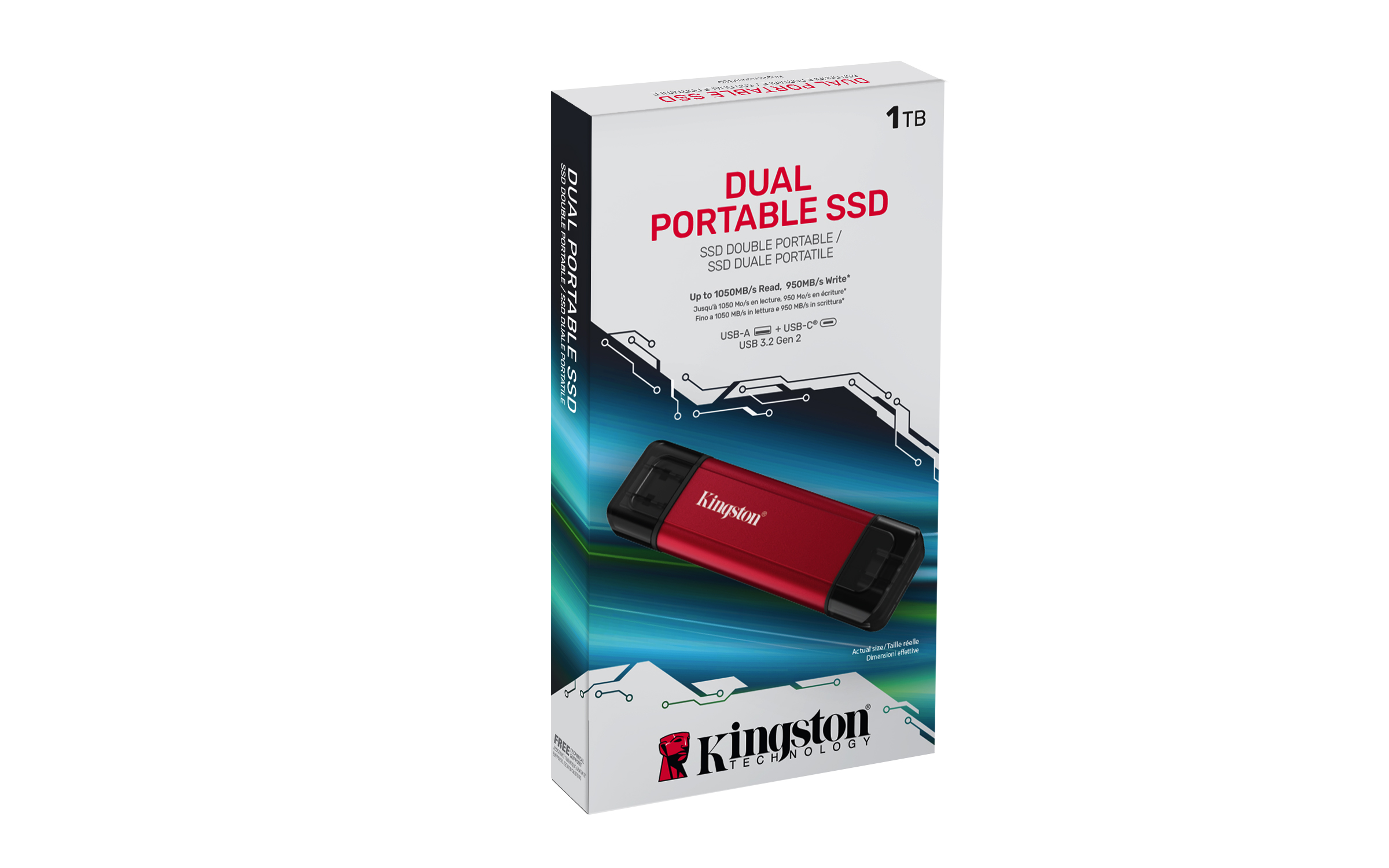 Kingston Dual Portable/ 1TB/ SSD/ Externá/ Červená/ 5R 