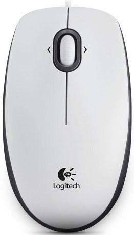 Logitech B100/ Kancelárska/ Optická/ 800 DPI/ Drôtová USB/ Biela