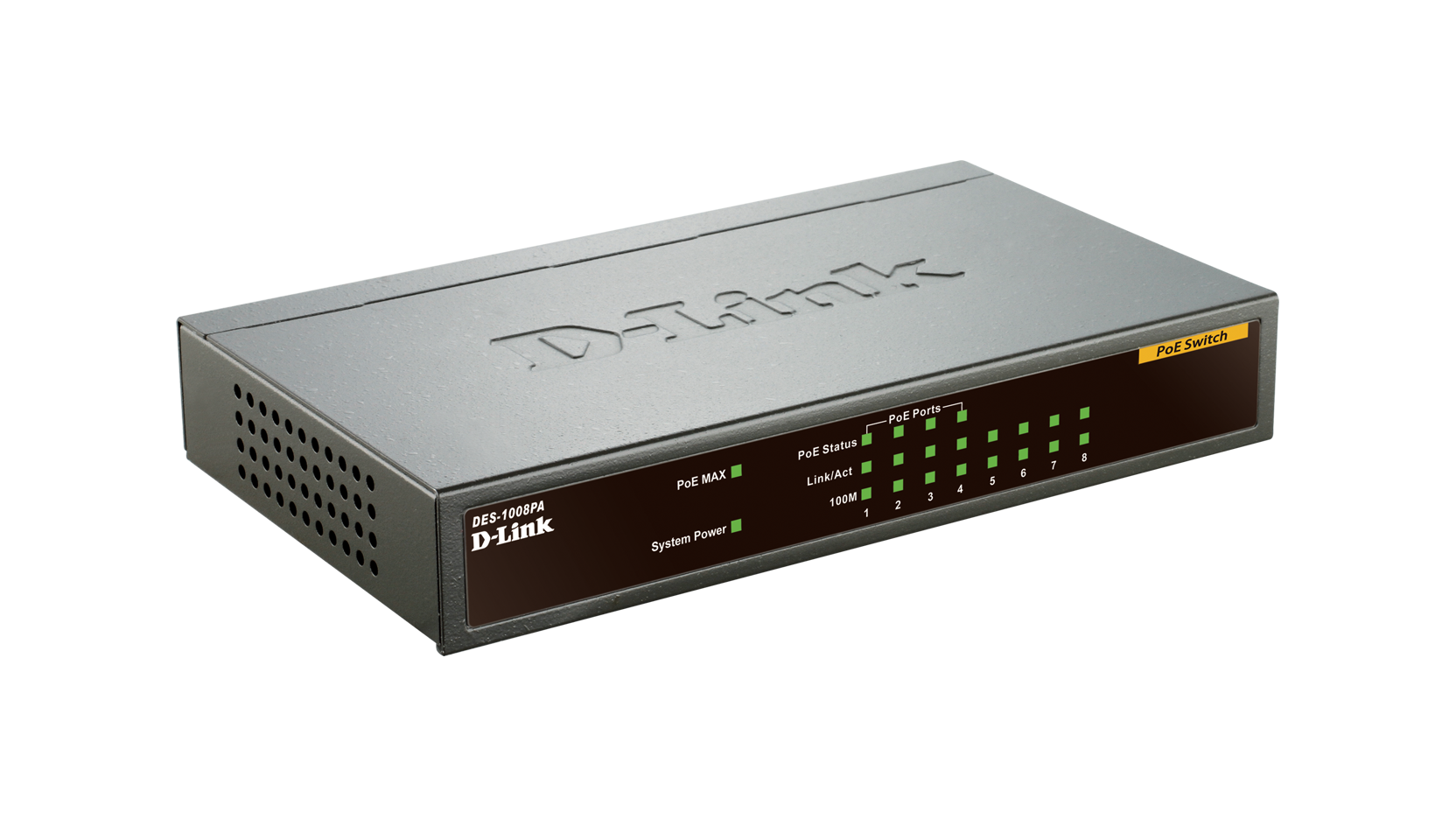 D-Link DES-1008PA 8x10/ 100 Desktop Switch, 4xPoE 