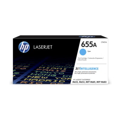 HP 655A Cyan Original LaserJet Toner Cartridge (CF451A) (10, 500 pages)