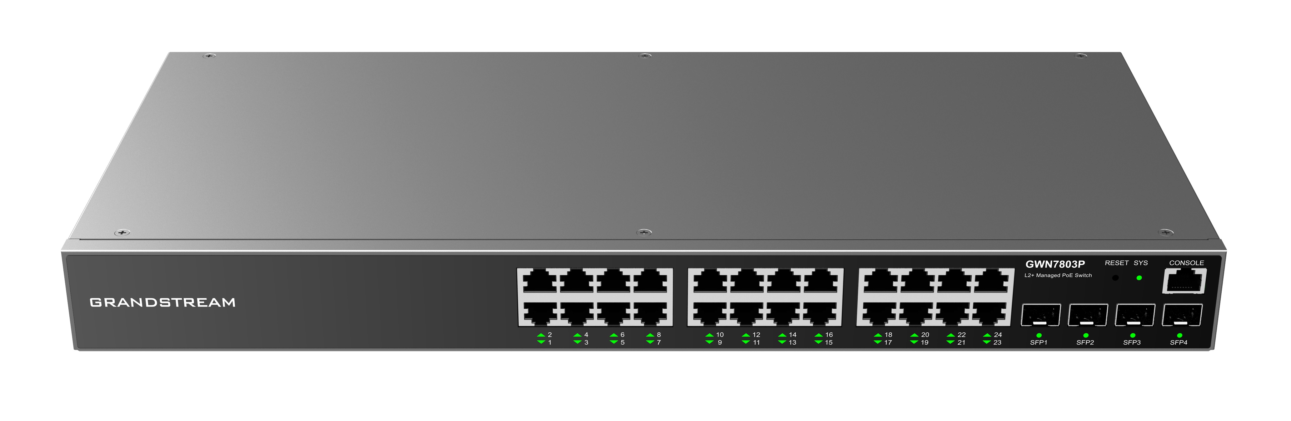 Grandstream GWN7803P L2+ Managed Network PoE Switch 24x 1Gb RJ45, 4x SFP, DHCP, QoS, VLAN 