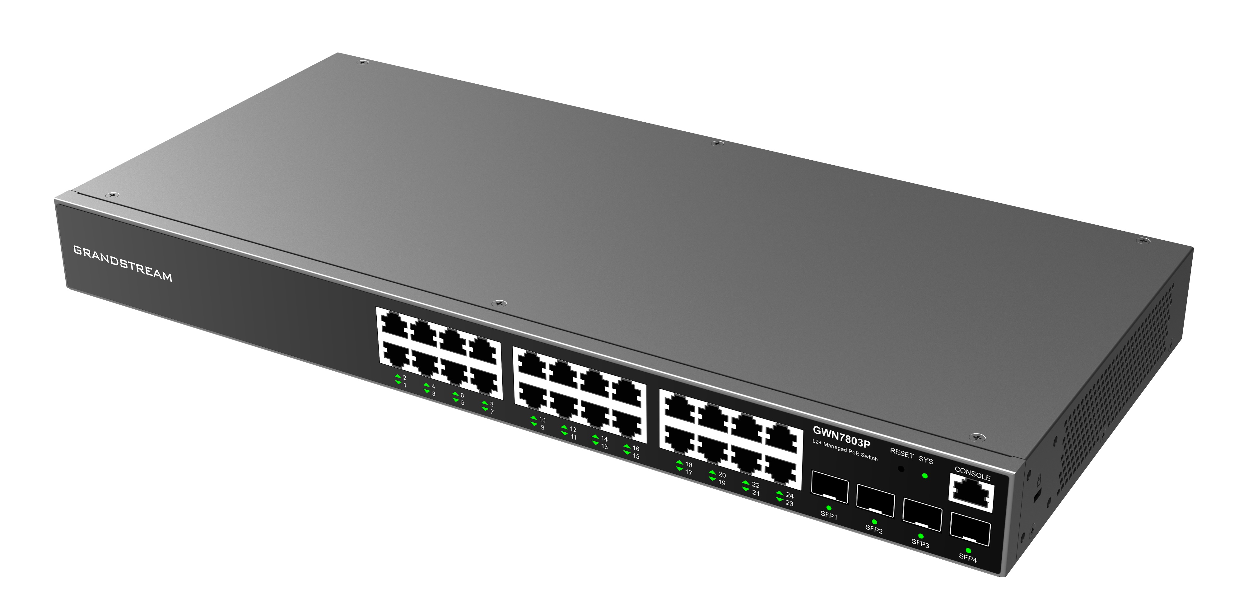 Grandstream GWN7803P L2+ Managed Network PoE Switch 24x 1Gb RJ45, 4x SFP, DHCP, QoS, VLAN 