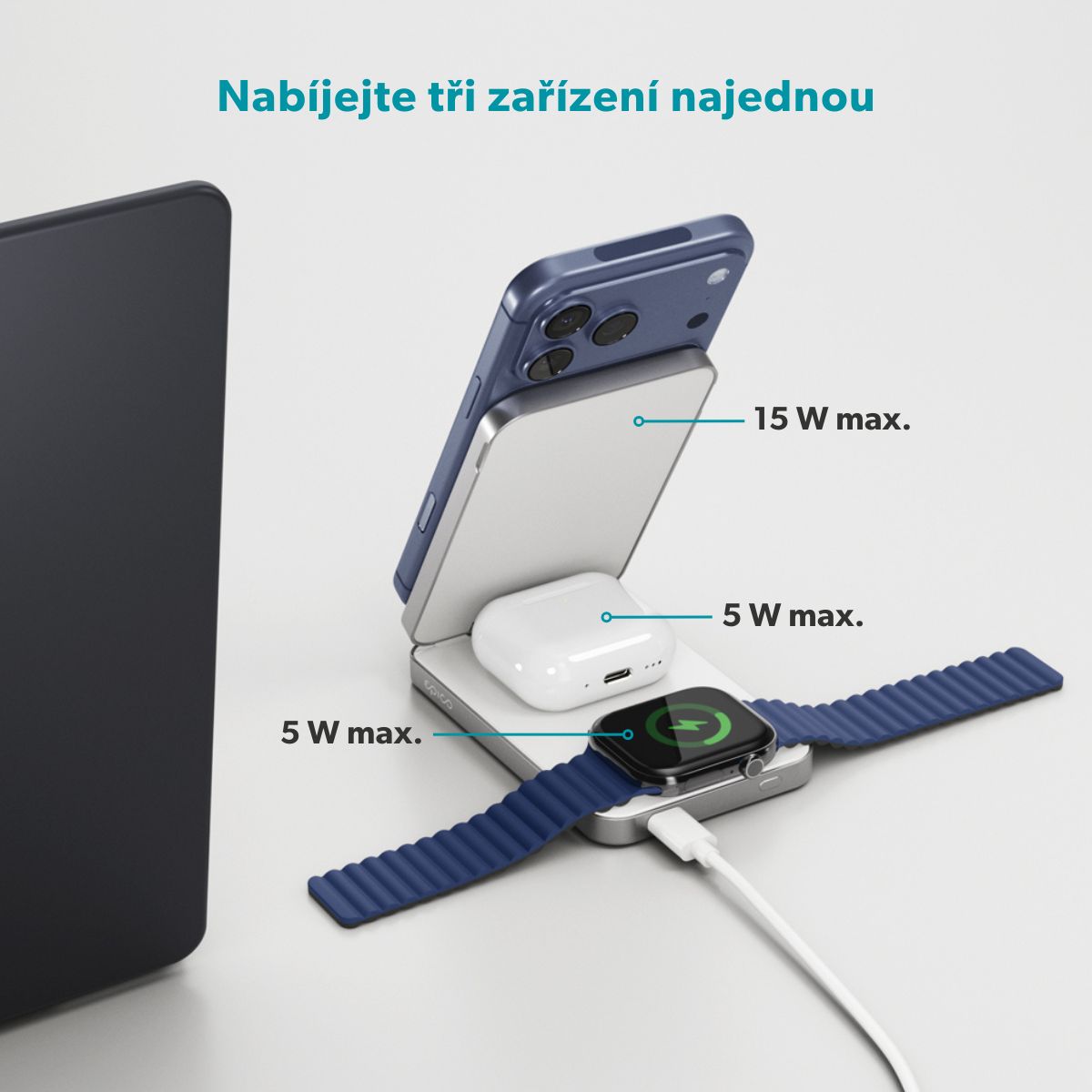 Epico UltraBase 4in1 8000mAh Fold powerbanka & bezdrôtový nabíjací stojan EF50 