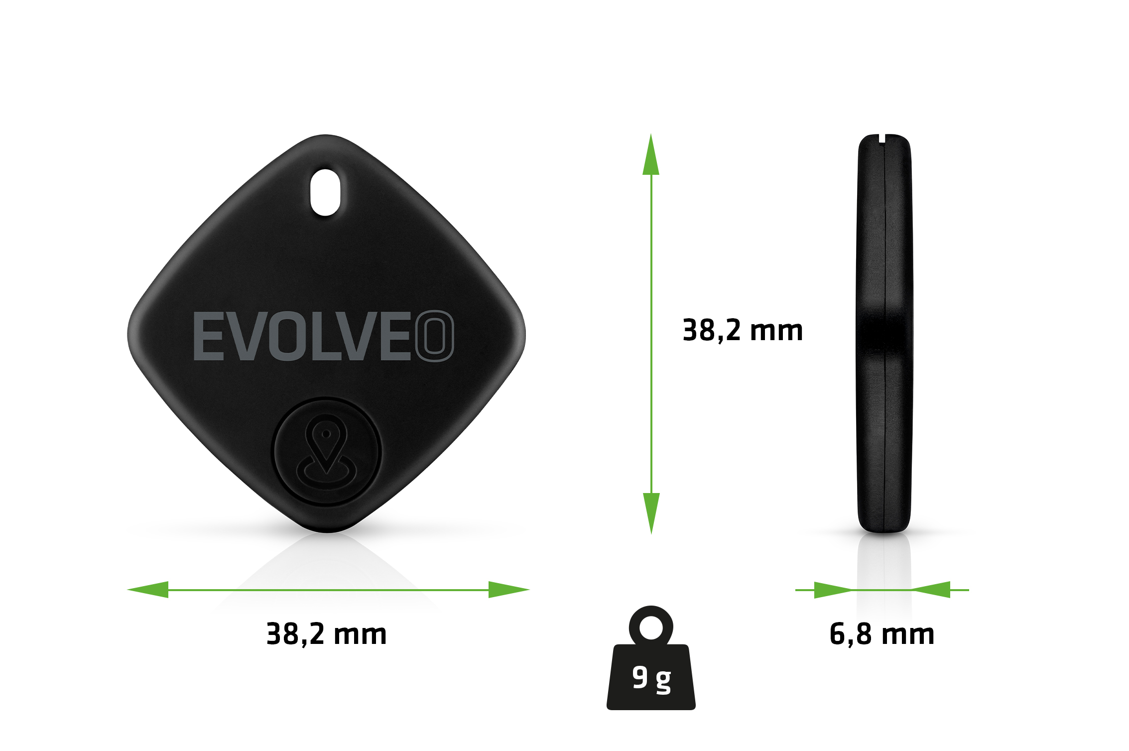 EVOLVEO TrackTag, Bluetooth lokátor s Apple Find My, čierny 
