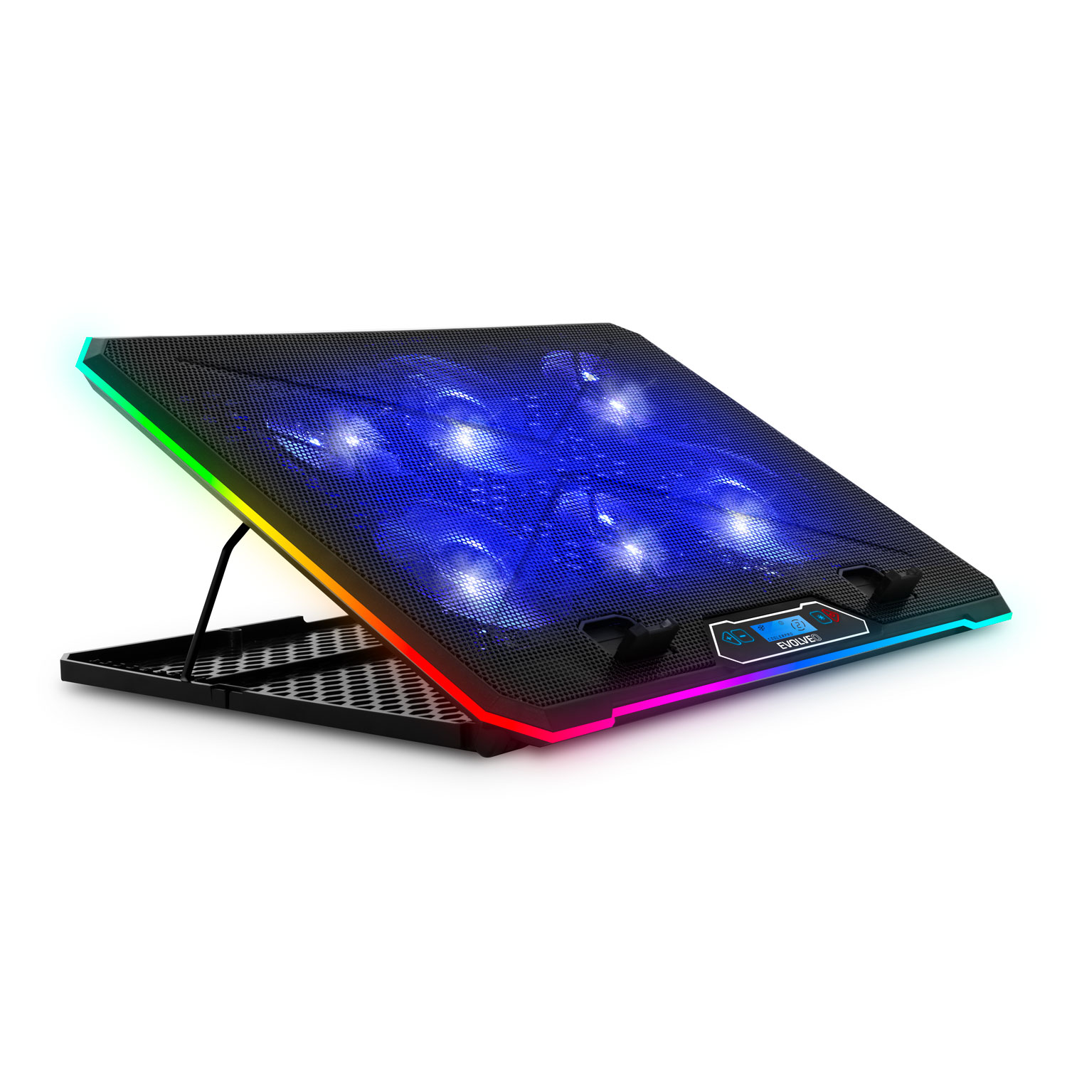 EVOLVEO Ania 9, chladiaca podložka pod notebook, 6x ventilátor, RGB obvodové podsvietenie 