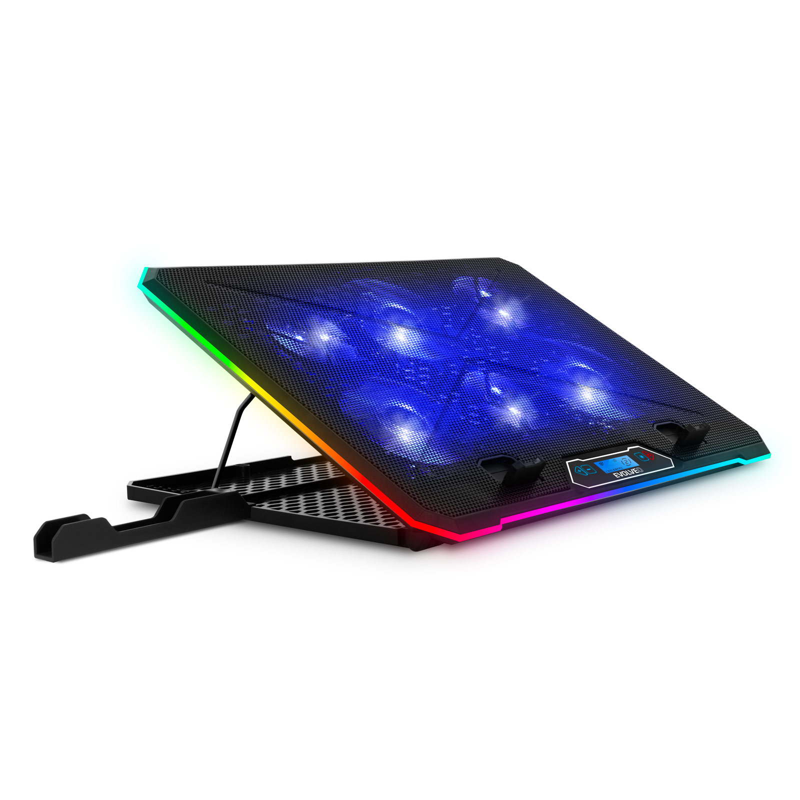 EVOLVEO Ania 9, chladiaca podložka pod notebook, 6x ventilátor, RGB obvodové podsvietenie 