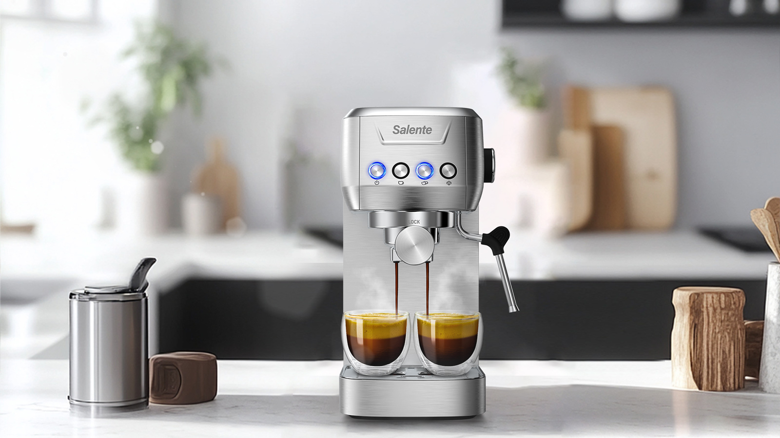 Salente Coffio, pákový kávovar, nerez 