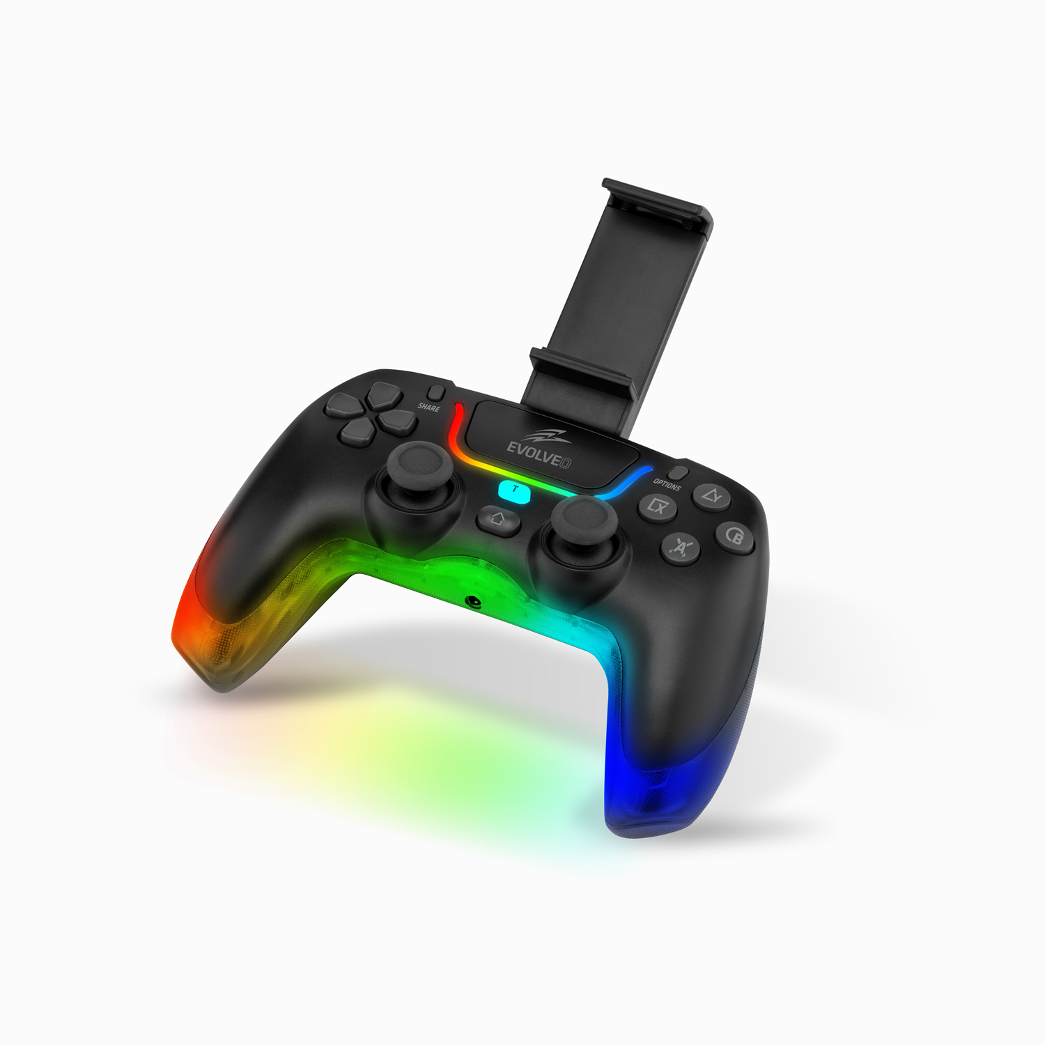 EVOLVEO Ptero2, bezdrôtový & drôtový gamepad pre PC, PS3/ 4/ 5, iOS, Android, Switch, čierny 