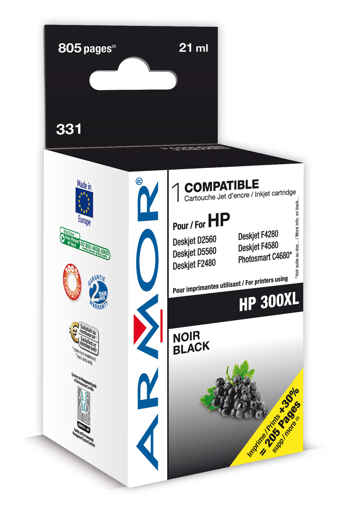 WECARE ARMOR ink kompatibilní s HP DJ D2560, CC641EE, 21ml, černá/ black