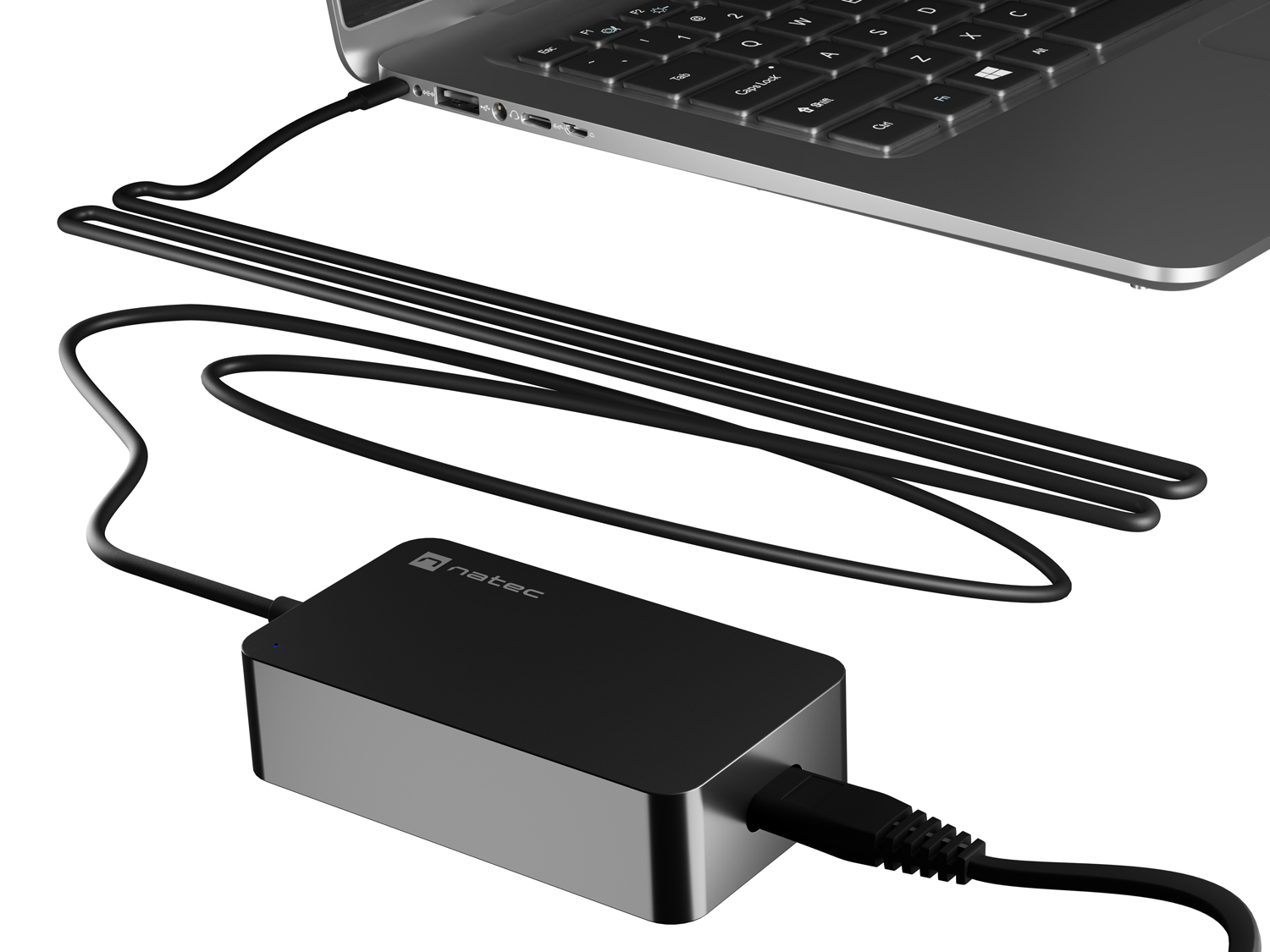 Nabíjačka Natec GRAYLING GAN USB-C 65W pre notebooky, tablety, smartfóny 