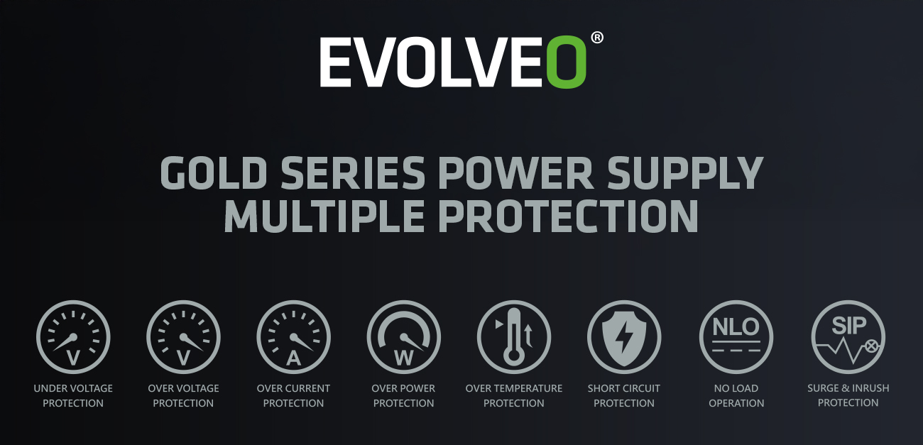EVOLVEO P1000, 1000W/ ATX 3.1/ 80+ PLATINUM/  