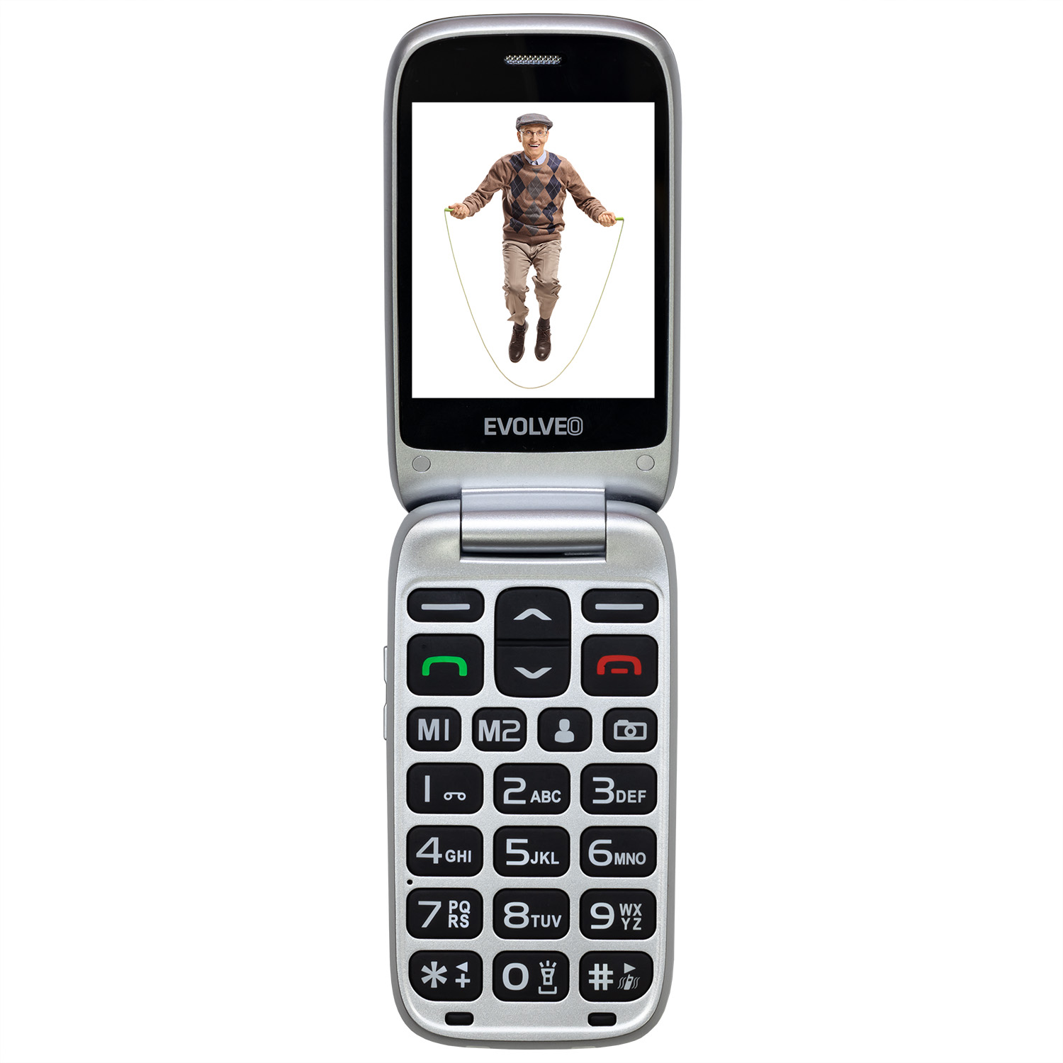 EVOLVEO EasyPhone FS, vyklápací telefón 2.8" pre seniorov s nabíjacím stojanom (červená farba) 