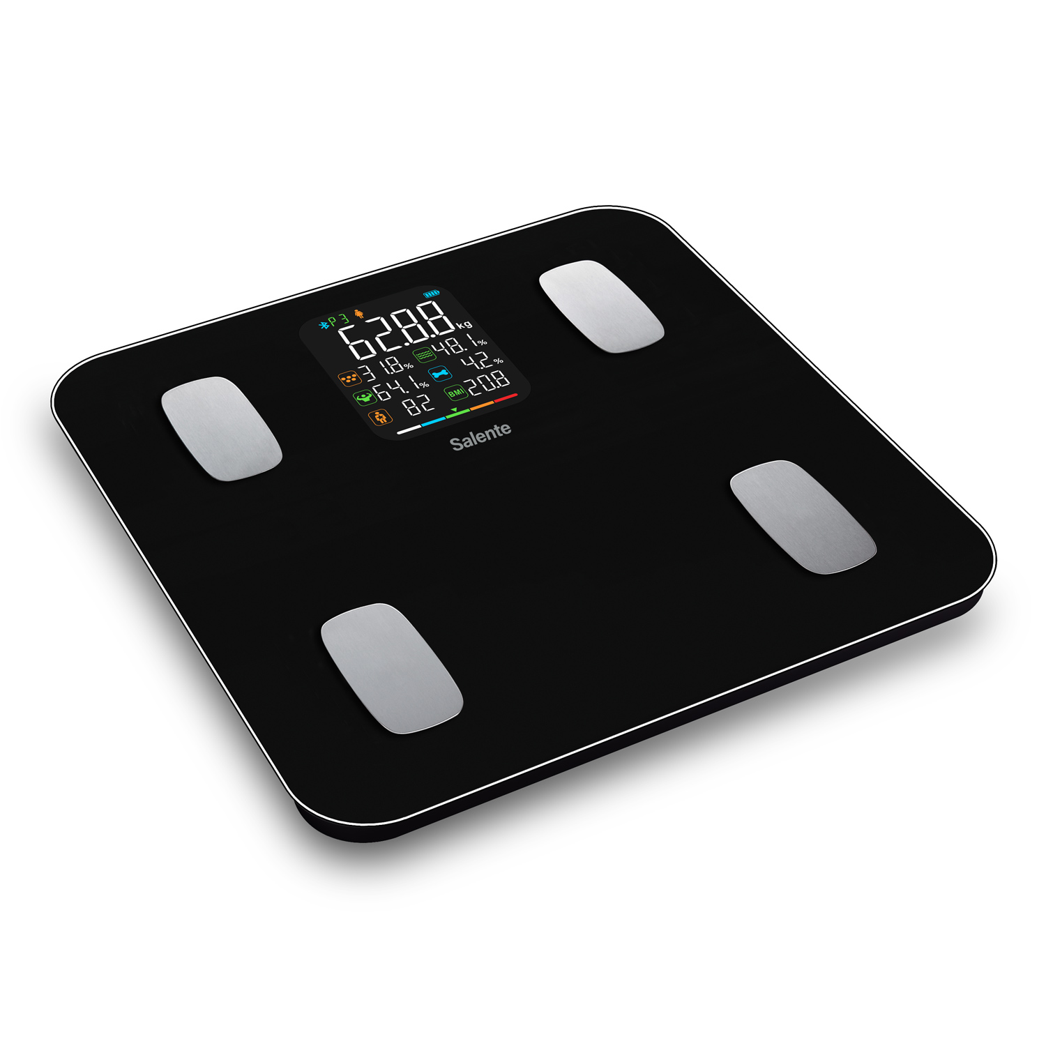 Salente MaxFit, múdra osobná diagnostická fitness váha, Bluetooth, čierna 