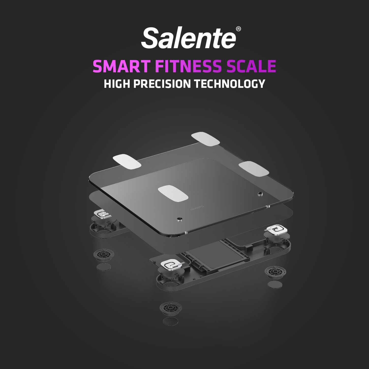 Salente MaxFit, múdra osobná diagnostická fitness váha, Bluetooth, čierna 
