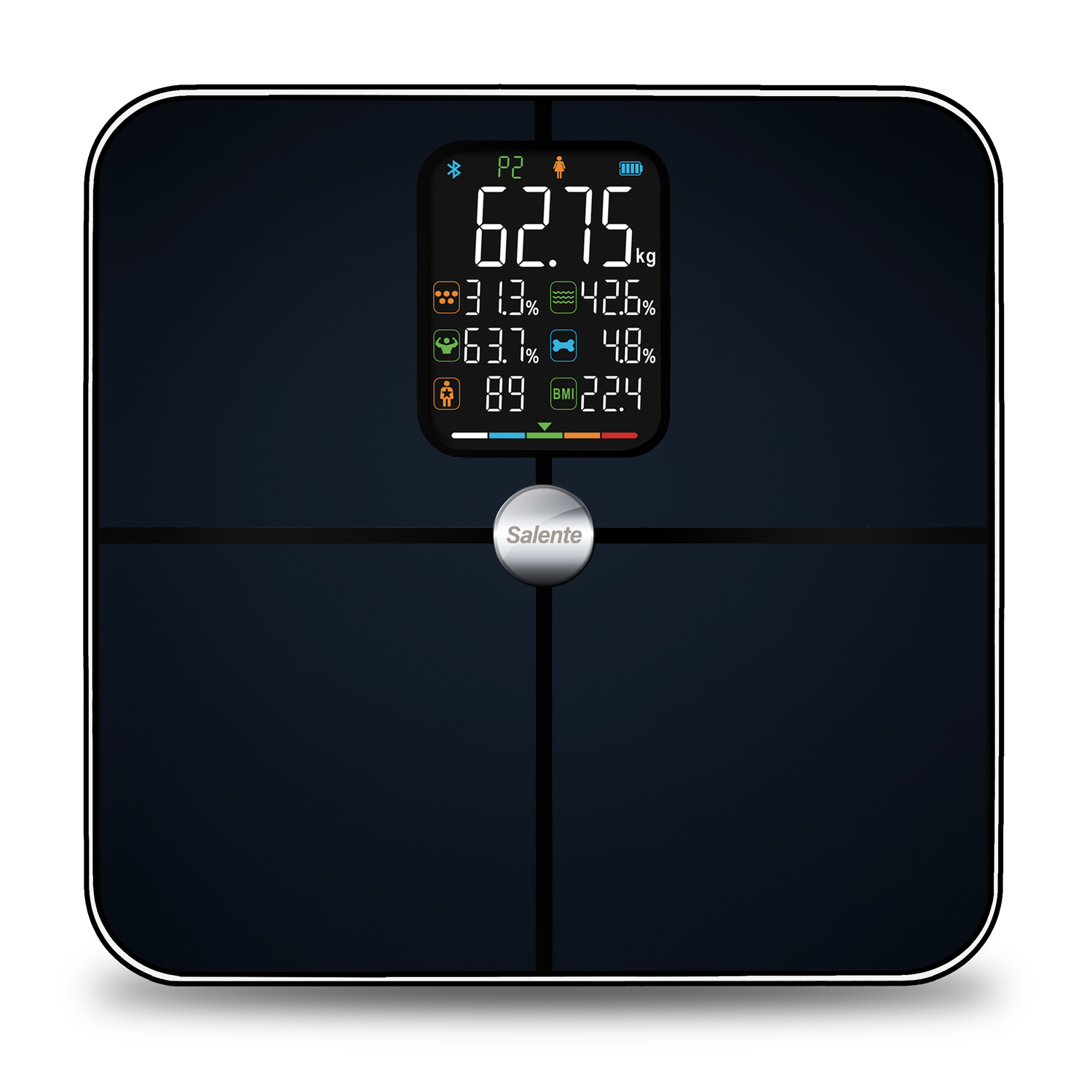 Salente BodyFit, múdra osobná diagnostická fitness váha, Bluetooth, čierna 