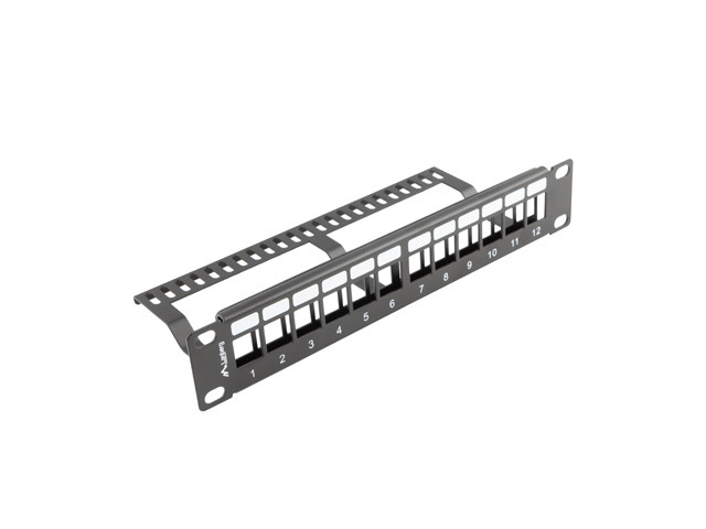 LANBERG PATCH PANEL 12 PORTOV 1U S ORGANIZÉROM PRO KEYSTONE MODULY ČIERNY 