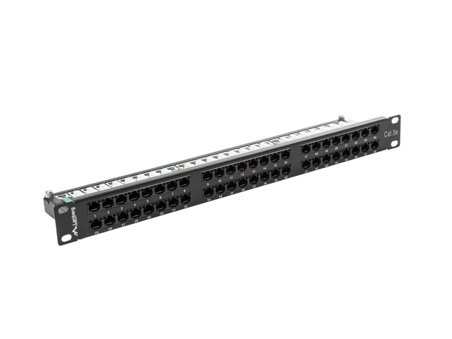 LANBERG PATCH PANEL 48 PORTOV 1U 19" CAT.5E UTP ČIERNY 