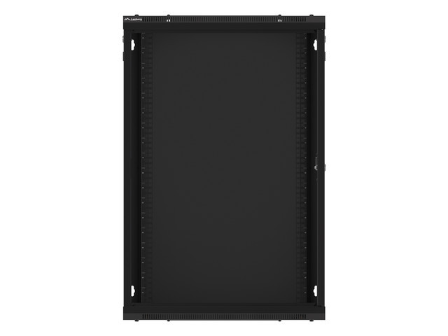LANBERG 19" RACKOVÁ SKRIŇA PRO MONTÁŽ NA STENU 18U/ 600X450 (FLAT PACK) S PROSKLENÝMI DVERMI ČIERNA V2 