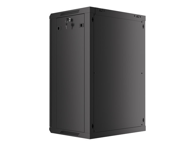 LANBERG 19" RACKOVÁ SKRIŇA PRO MONTÁŽ NA STENU 18U/ 600X450 (FLAT PACK) S PROSKLENÝMI DVERMI ČIERNA V2 