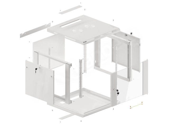 LANBERG RACKOVÁ SKRIŇA 19" PRO MONTÁŽ NA STENU 9U/ 600X600 (FLAT PACK) V2 ŠEDÁ 