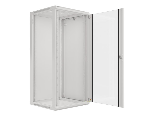 LANBERG RACKOVÁ SKRIŇA 19" NÁSTENNÁ 27U/ 600X600 (FLAT PACK) S PRESKLENÝMI DVERAMI ŠEDÁ V2 