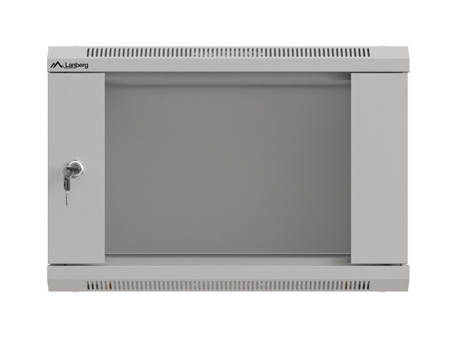 LANBERG 19" RACKOVÁ SKRIŇA PRO MONTÁŽ NA STENU 6U/ 540X350 (FLAT PACK) S PROSKLENÝMI DVERAMI ŠEDÁ 