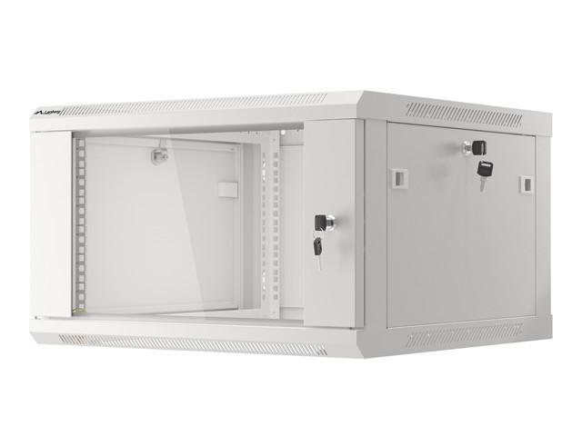 LANBERG 19" RACKOVÁ SKRIŇA PRO MONTÁŽ NA STENU 6U/ 600X600 (FLAT PACK) S PROSKLENÝMI DVERAMI ŠEDÁ V2 