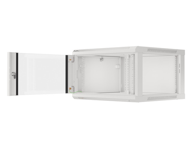 LANBERG 19" RACKOVÁ SKRIŇA PRO MONTÁŽ NA STENU 6U/ 600X600 (FLAT PACK) S PROSKLENÝMI DVERAMI ŠEDÁ V2 