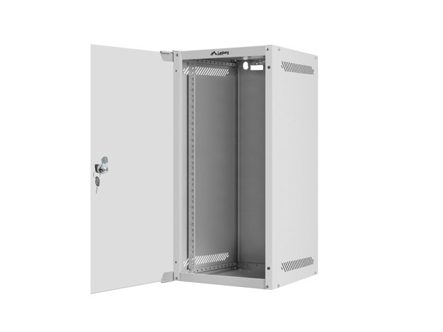 LANBERG RACKOVÁ SKRIŇA 10" NÁSTENNÁ 12U/ 280X310 (FLAT PACK) S PRESKLENÝMI DVERAMI ŠEDÁ 