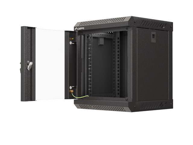 LANBERG RACKOVÁ SKRIŇA 10" PRO MONTÁŽ NA STENU 6U/ 300X300 (FLAT PACK) S PROSKLENÝMI DVERMI ČIERNA 