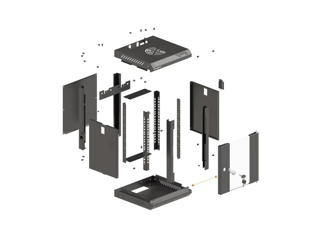 LANBERG RACKOVÁ SKRIŇA 10" NÁSTENNÁ 4U/ 300X300 (FLAT PACK) S PRESKLENÝMI DVERMI ČIERNA 