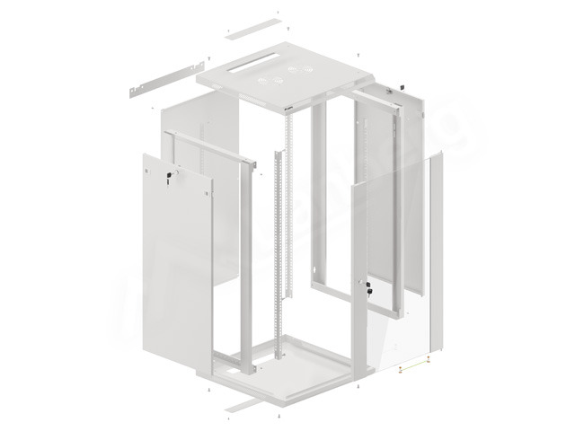 LANBERG 19" RACKOVÁ SKRIŇA PRO MONTÁŽ NA STENU 22U/ 600X600 (FLAT PACK) S PROSKLENÝMI DVERAMI ŠEDÁ V2 