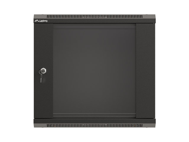LANBERG 19" RACKOVÁ SKRIŇA PRO MONTÁŽ NA STENU 9U/ 540X350 (FLAT PACK) S PROSKLENÝMI DVERMI ČIERNA 