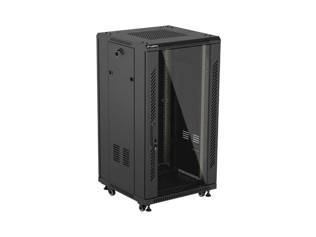 LANBERG INŠTALAČNÝ SKRIŇOVÝ ROZVADEČ 19" 22U 600X600 ČIERNE SKLENENÉ DVERE (PLOCHÉ BALENIE) 