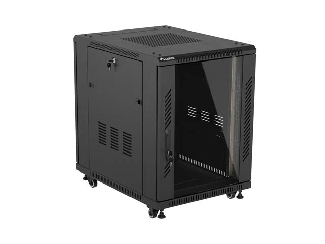 LANBERG INŠTALAČNÝ RACK 19" 15U 600X800 ČIERNE SKLENENÉ DVERE (PLOCHÉ BALENIE) 